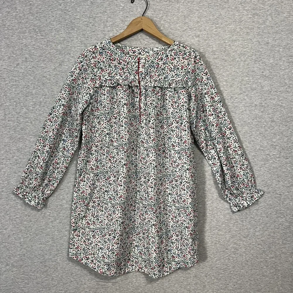 Crewcuts Sleepwear Nightgown Girls XL 12-14 White Floral Button Front Ruffle‎ PJ